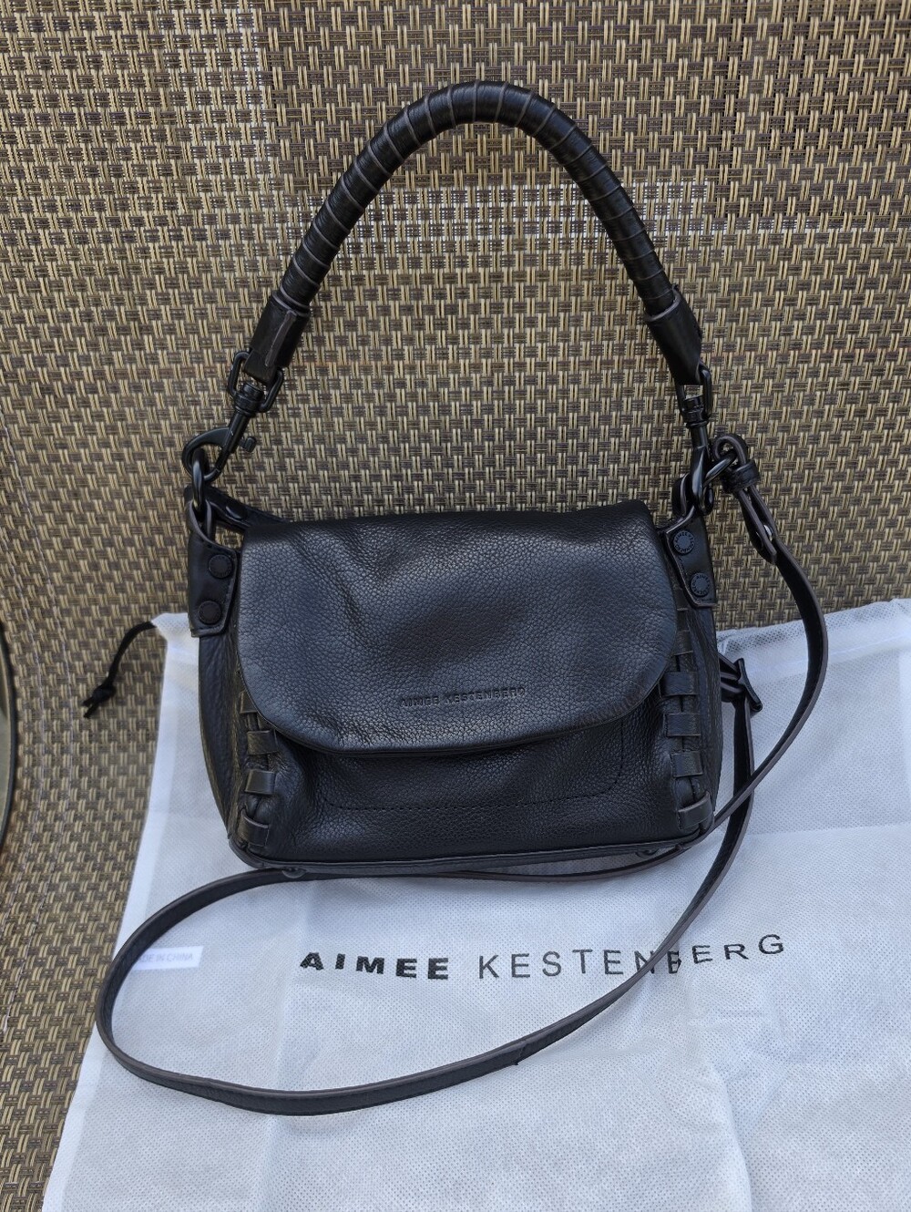 Aimee Kestenberg All Black Zen Leather Crossbody Handbag Convertible
